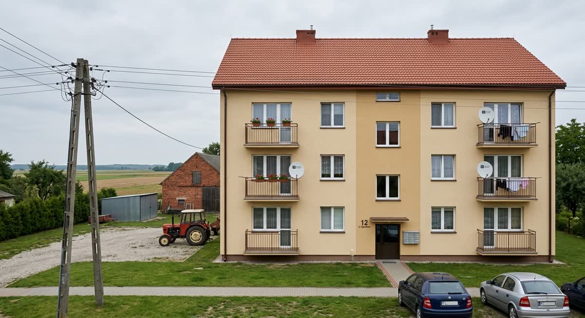 Dom wielorodzinny w sąsiedztwie gospodarstwa ze słupem energetycznym – przykład nieruchomości objętej roszczeniem